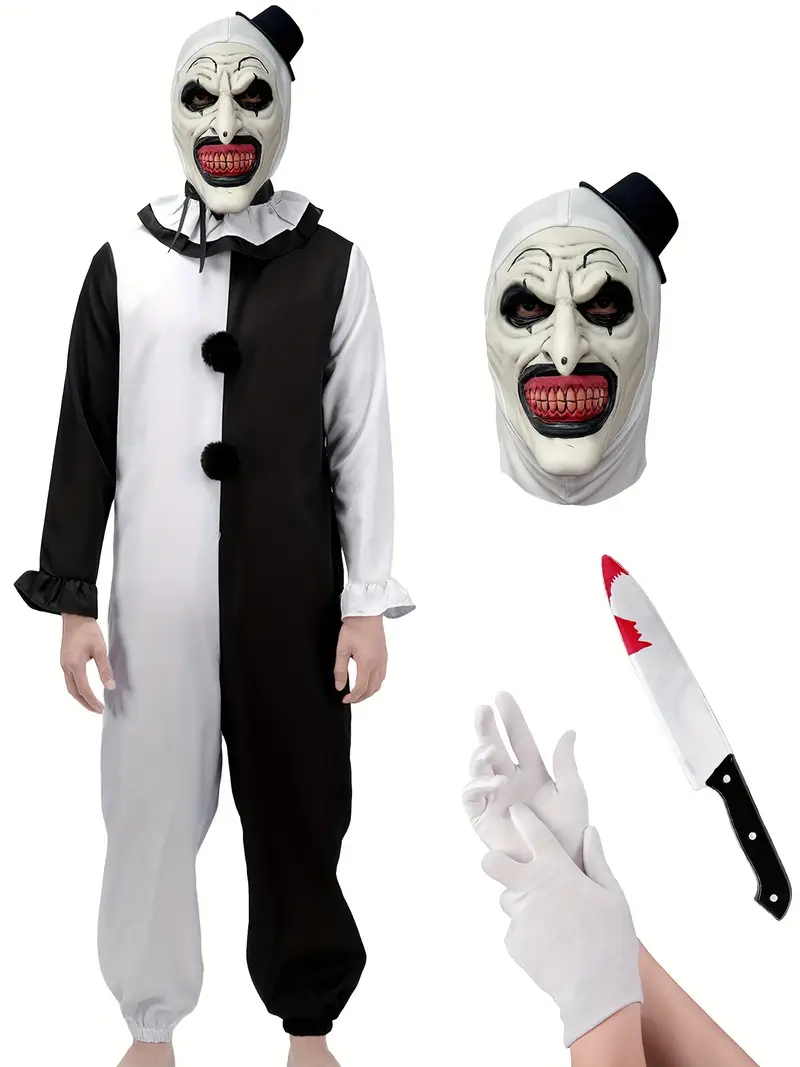 Disfraz de Payaso Art para Adulto con Máscara y Accesorios| Halloween de Terror