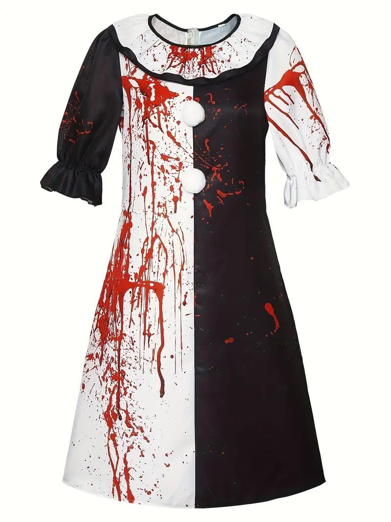 Disfraz de Niña Pálida Terrifier para Mujer | Vestido Sangriento Blanco y Negro