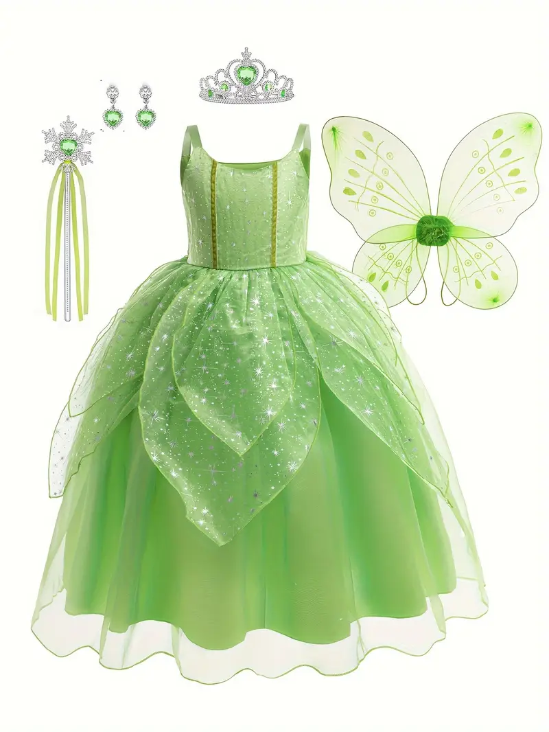 Disfraz de Princesa Tiana Verde para Niñas con Accesorios
