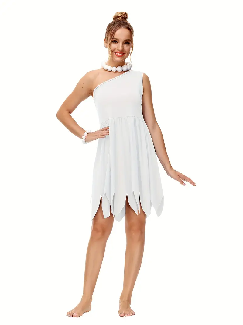 Disfraz Vilma Picapiedra – Mujer Adulto con Vestido Blanco