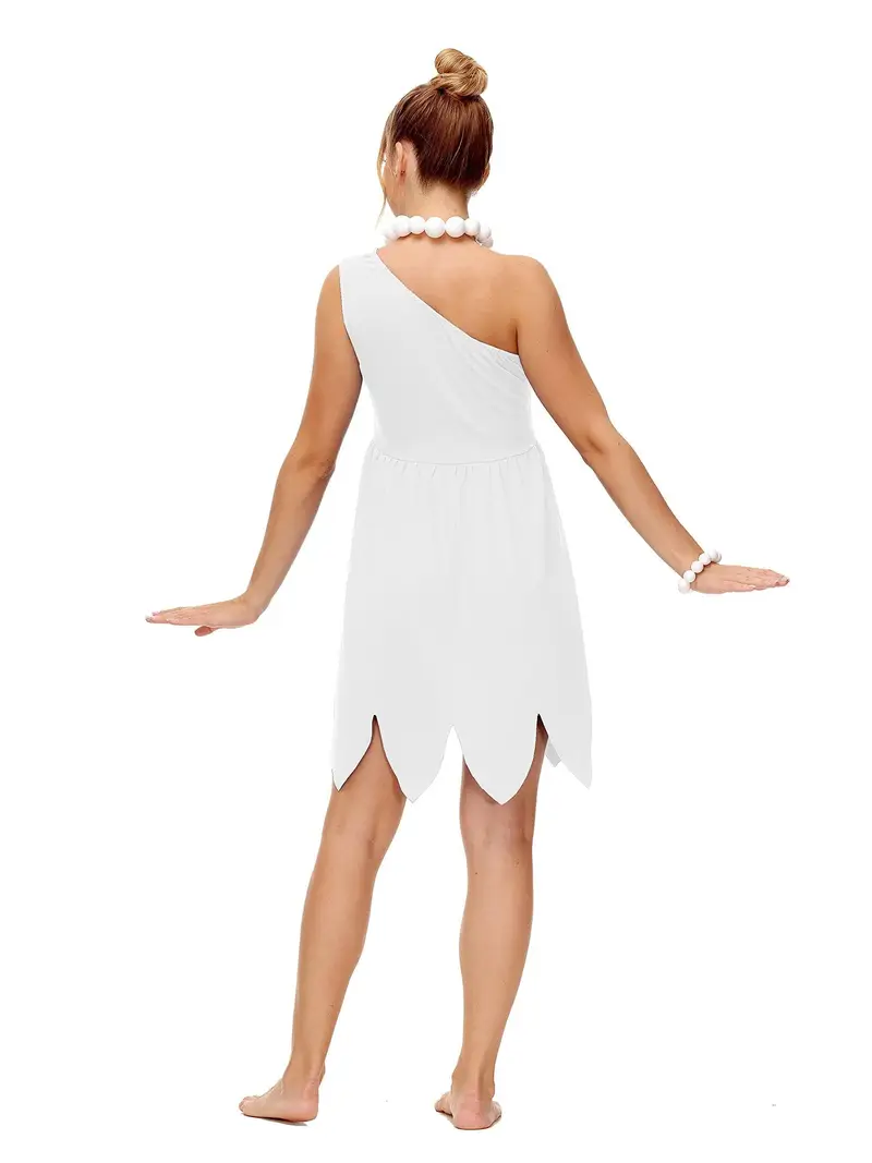 Disfraz Vilma Picapiedra – Mujer Adulto con Vestido Blanco miniatura 3