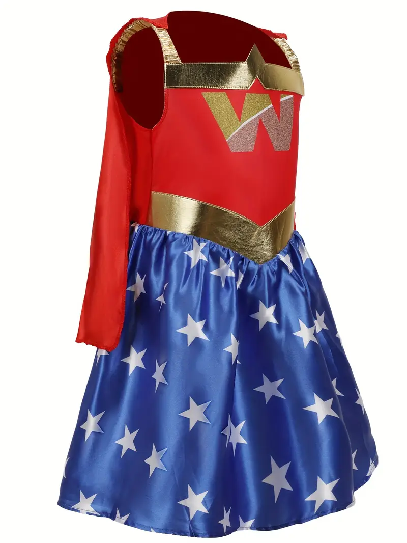 Disfraz Mujer Maravilla Niñas Vestido con Capa Halloween