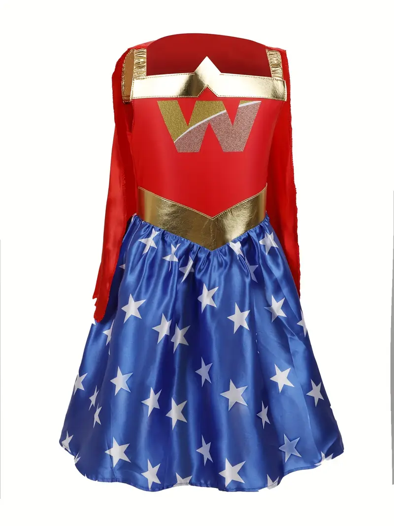 Disfraz Mujer Maravilla Niñas Vestido con Capa Halloween miniatura 2
